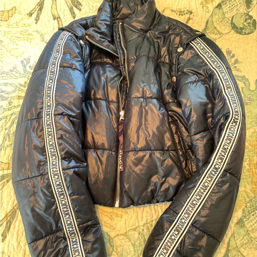 Juicy Couture Black Quilted Puffer Jacket with Logo Tape